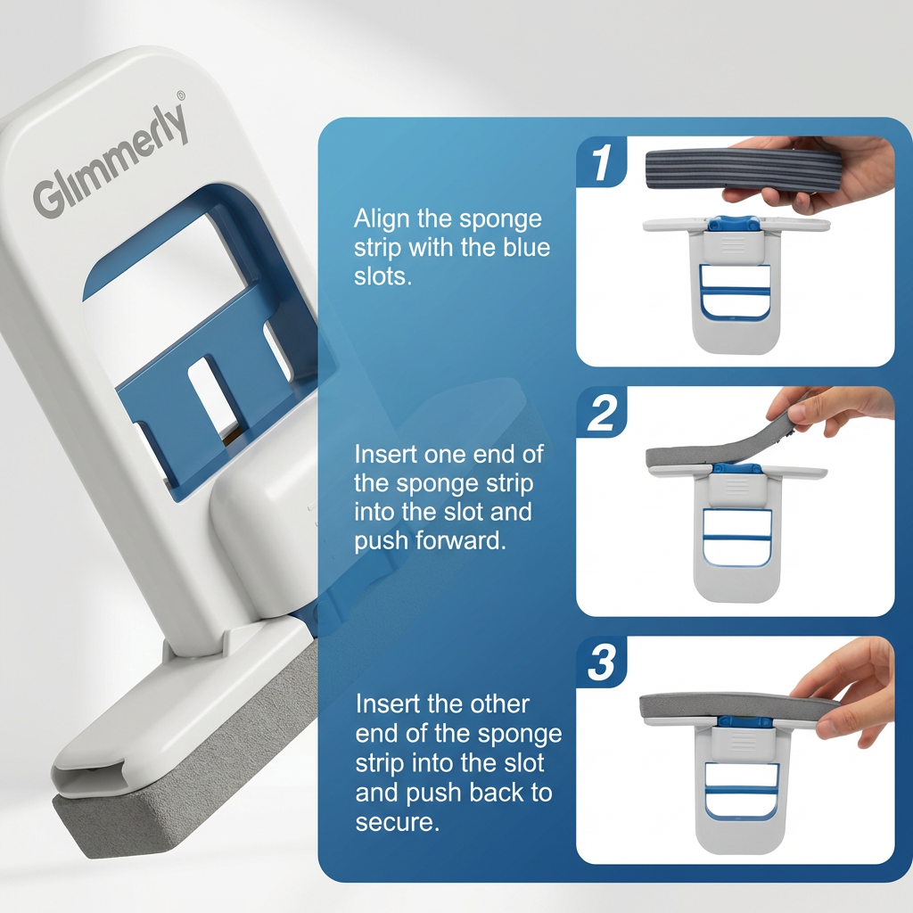🚿 Glimmerly® All-Purpose Cleaning Squeegee - Streak-Free Silicone Blade for Shower Doors, Mirrors & Tiles