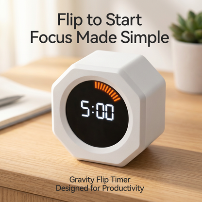 ⏳ Gravity Flip Cube Timer - Rechargeable Pomodoro Productivity Tool for Deep Work & Study Focus