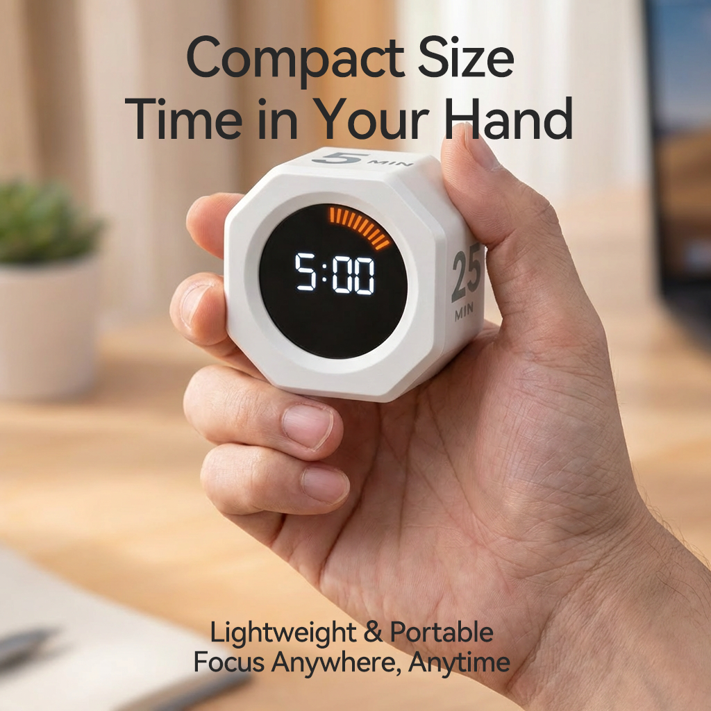 ⏳ Gravity Flip Cube Timer - Rechargeable Pomodoro Productivity Tool for Deep Work & Study Focus