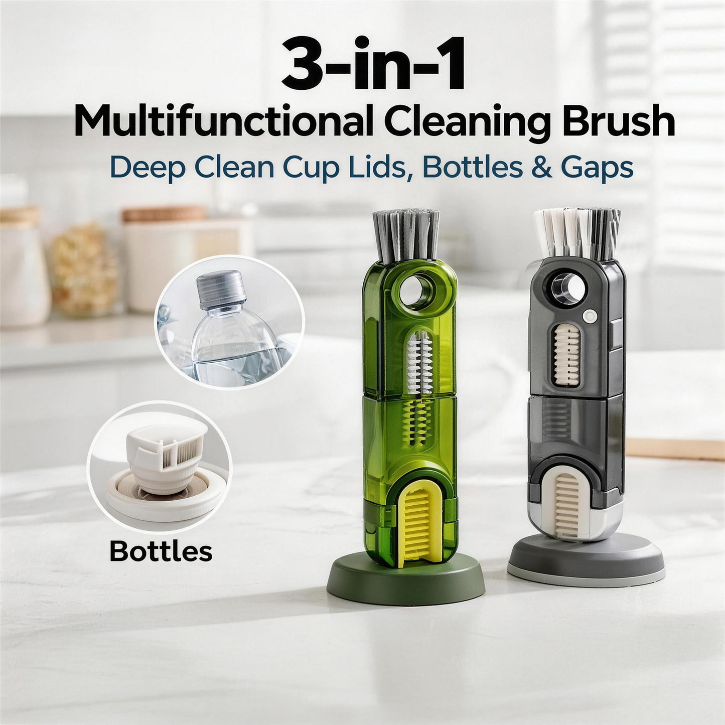 🧪 3-in-1 Cup Lid Crevice Cleaning Brush - 2 Pack Deep Clean Tool for Straws, Bottle Gaps & Tiny Grooves