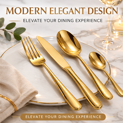 🍴 16-Piece Stainless Steel Flatware Set - Service for 4, Mirror Polished Silverware for Home & Gifting