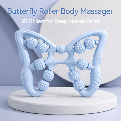🦋 Butterfly Manual Body Massager - 4-Wheel Roller for Cellulite Relief & Deep Tissue Muscle Recovery