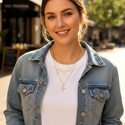 Initial Crown Cross Faith Necklace